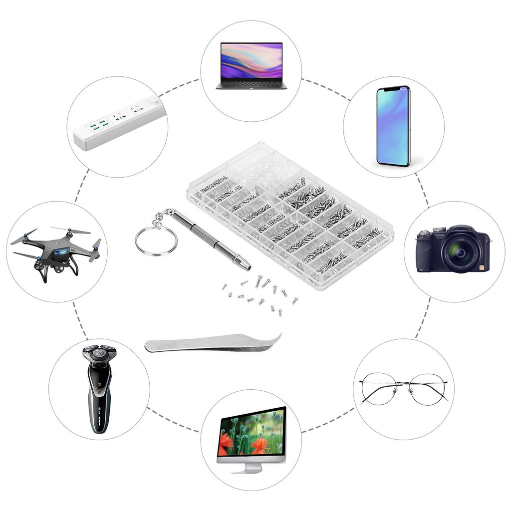 Набор для ремонта очков, набор различных коробок для хранения, 1000 шт. винтов и подушечек для часов