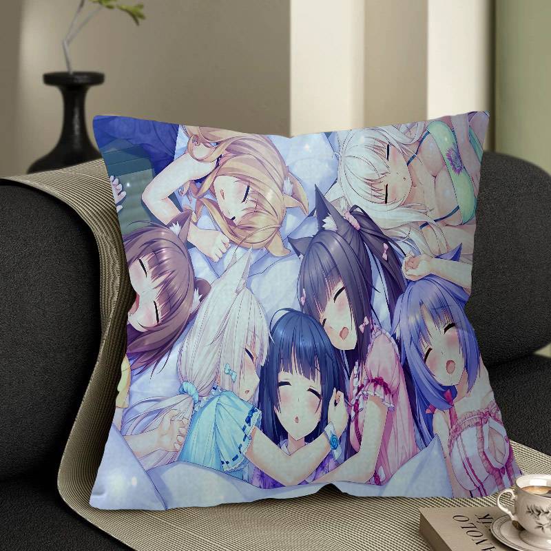 N-Nekopara Anime Cushion Cover Pillow Cover Decor Pillowcase Printed Cushion Case For Couch