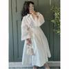Tassel Shirt Long Skirt Women Loose Lapel Buttons Blouse A Line Set Full Sleeve Spring Summer White Sets