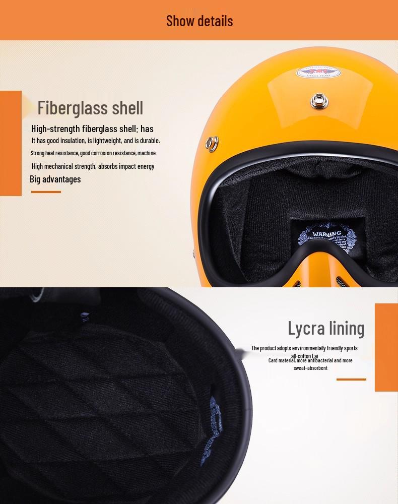 Ретро японский круизерный мотоциклетный шлем из стекловолокна с полной защитой лица