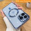Чехол для iPhone Apple 16 Pro Max с магнитным поглощением: Гальваническое прозрачное силиконовое покрытие для 11, 12, 14 и 15