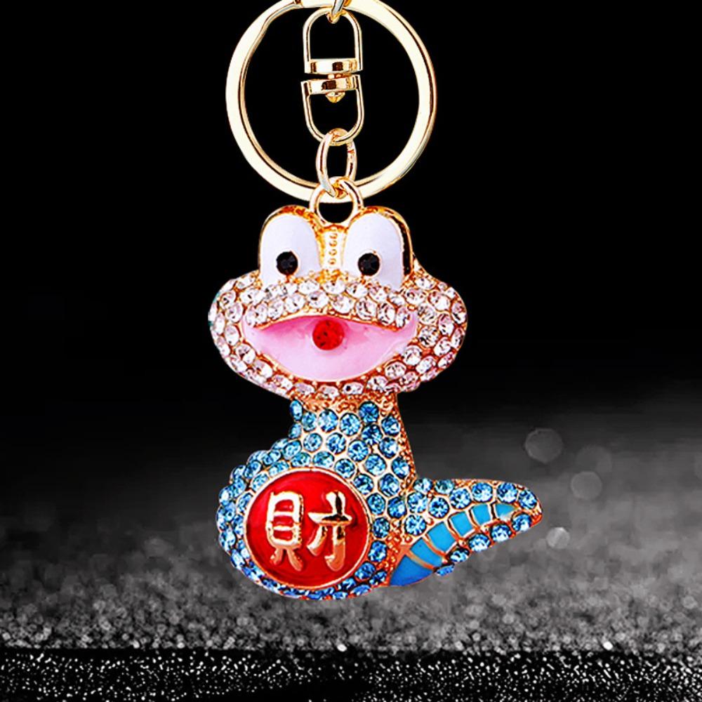 Fortune Rhinestone Snake Keychain Exquisite Women's Bag Pendant Cute Snake Lucky Pendant  Couple