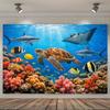 Подводный мир Морская черепаха Акула Кораллы Фотофон для фотосессии Океан Морское животное Детская вечеринка по случаю дня рождения Фотофон Де