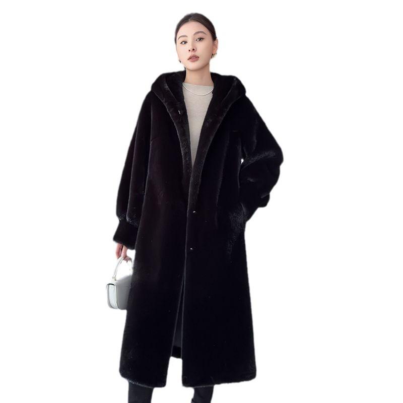 2024 зима новая бархатная норковая шуба женская цельная норковая экологически чистая норковая шуба длинная