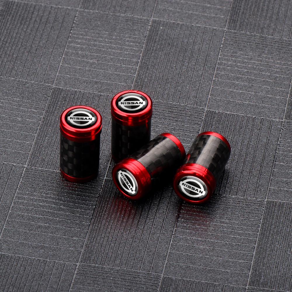 CHUQAZ1 4pcs Car Style Wheel Tire Carbon Fiber Metal Valve Cover Tire Dust Cover For Nissan Nismo X-Trail Qashqai Micra Patrol Maxima