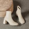 Новые туфли для женщин кожаные современные ботинки весна осень лаконичные высокие повседневные туфли для девочек на открытом воздухе короткие ботильоны 6.5 см