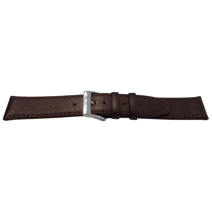 Bracelet montre - MY-MONTRE - Cuir veau lisse - Marron foncé - 20mm (réduit 18mm) - Rembourrage 2,6mm