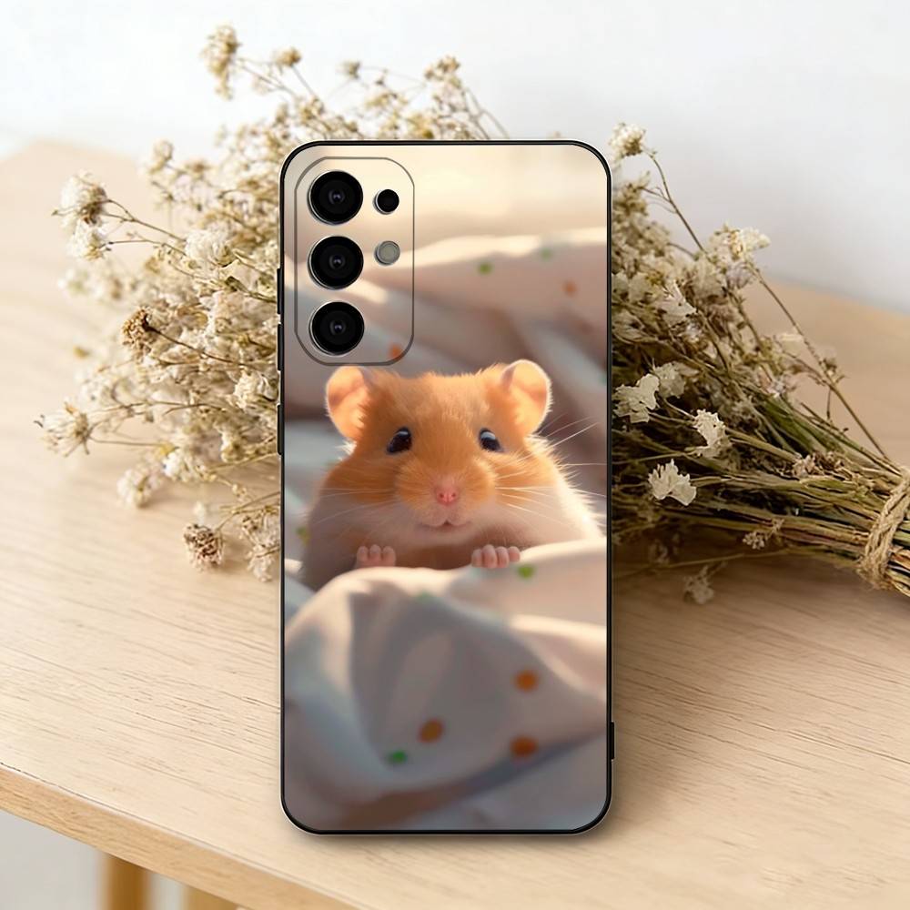 Милый животный пушистый хомяк Чехол для телефона Для Samsung S25, S24, S21, S22, S23, S30, Ultra, S20, Plus, Fe, Мягкий силиконовый черный чехол