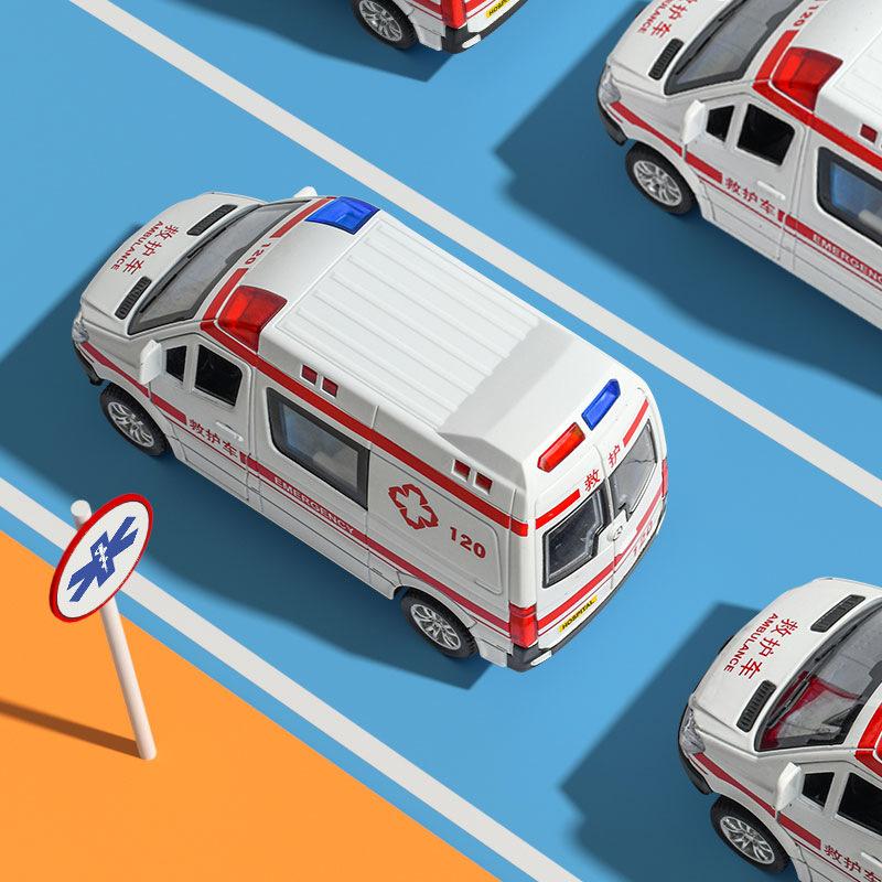 Детская игрушка скорой помощи из сплава для мальчиков и девочек, автомобиль доктора, крупногабаритная пожарная машина, симулятор полицейской машины