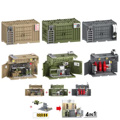 MOC WW2 военный контейнер, коробки для оружия, строительный блок, фигурка, армейский солдат, аксессуары, сделай сам, военный транспортный чехол, кирпич, детская игрушка