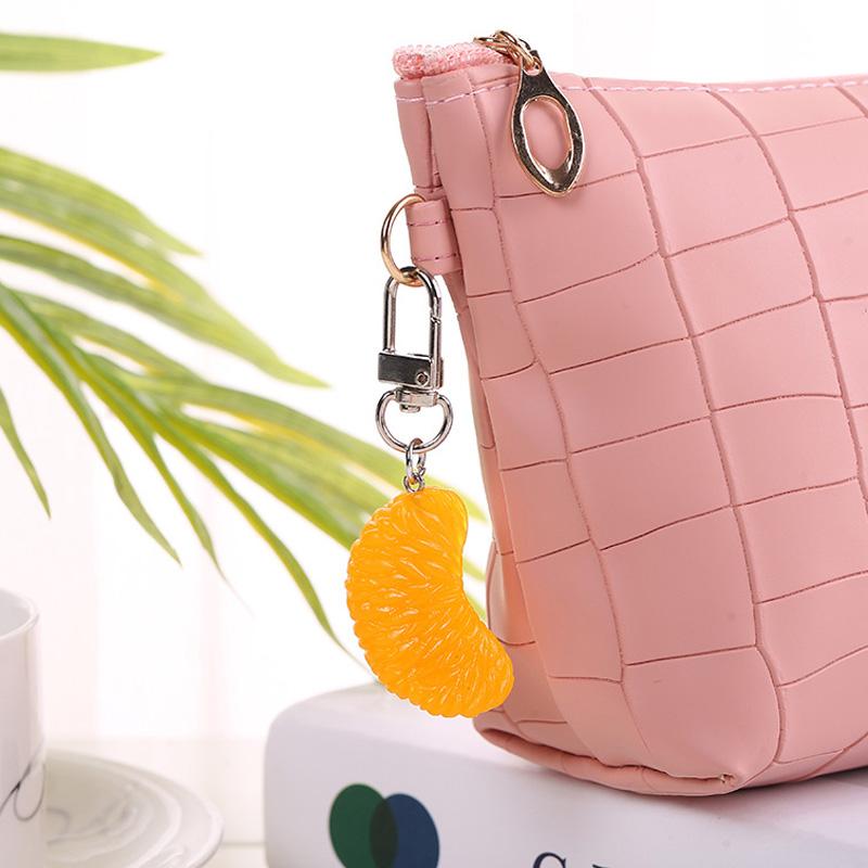Cute Simulation Fruit Orange Keychain Trinket Simple Food Charms Women Girls Bag Pendant Jewelry Car Accessories Keyring
