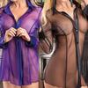 Women Sexy Lingerie Transparent Clubwear Stripper Long Sleeve Underwear