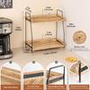 Countertop Coffee Station Organizer 2 Tier Wooden Shelf for Coffee Bar Accessories Condiment Storage Caddy for Kitchen Home Off