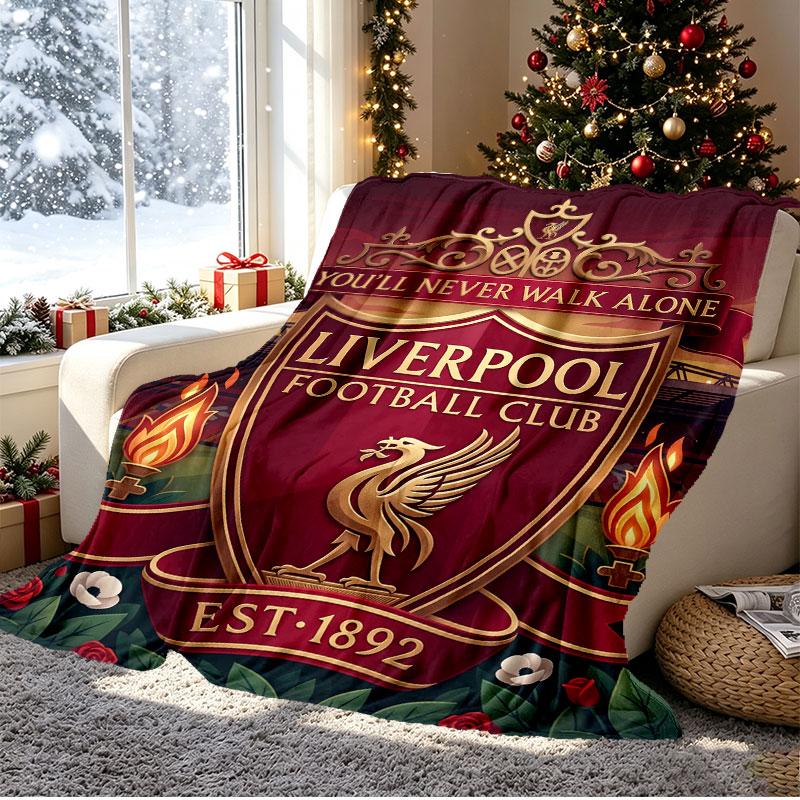 Liverpool Football Club Pattern Blanket for Home Decoration, Bed, Sofa, Car Travel, Camping, Suitable for All Seasons, Birthday Christmas Gift