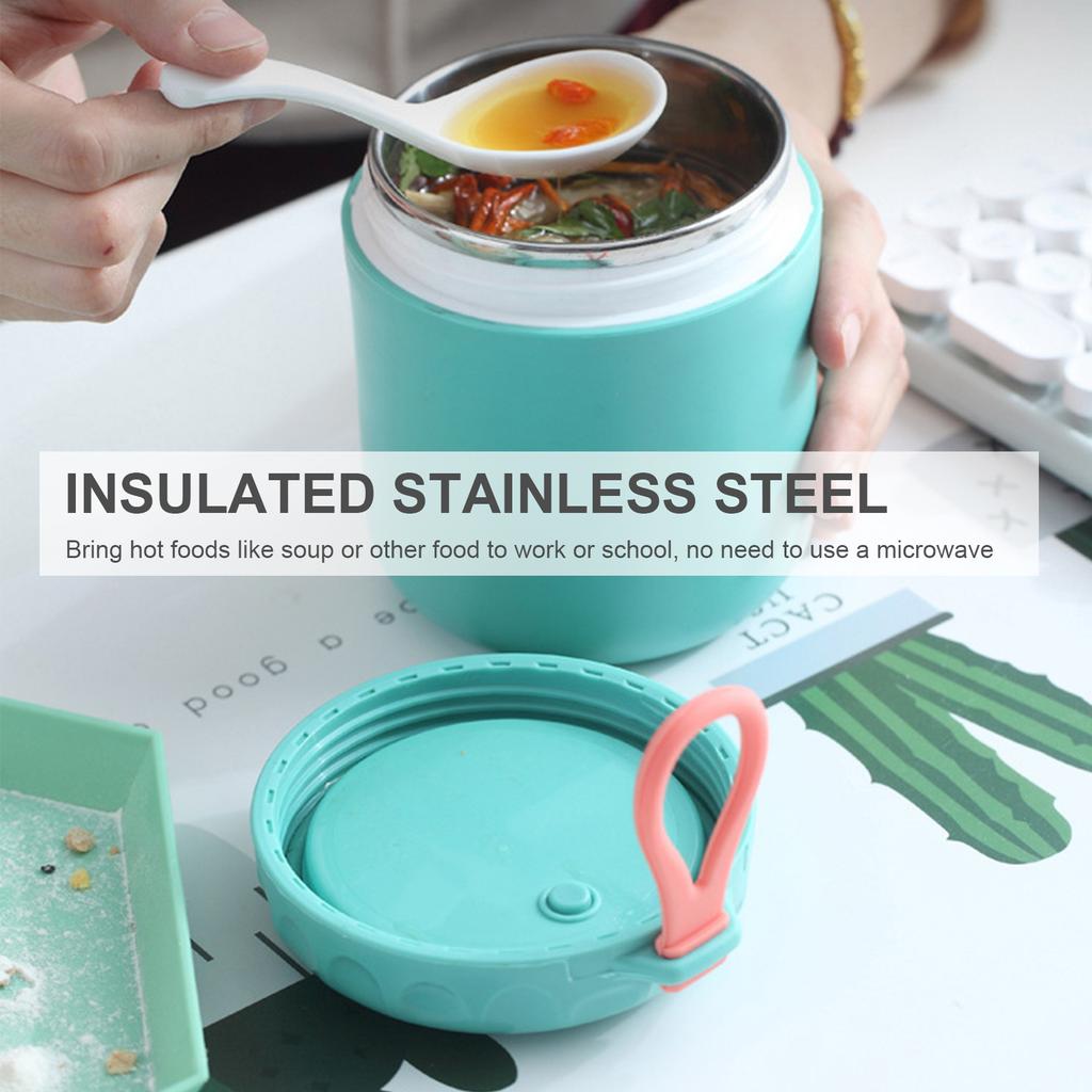Изолированная чашка для супа Изолированная нержавеющая сталь чашка для воды с изолированным ложкой контейнером для обеда
