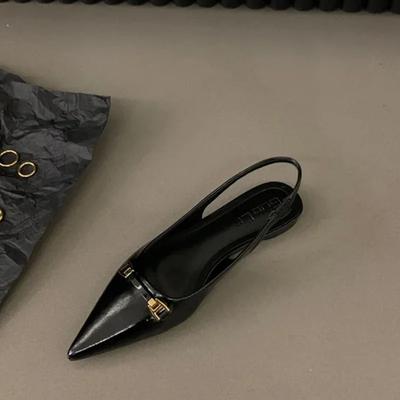 Женские повседневные босоножки из кожи на высоком каблуке, модные женские босоножки со стразами на плоской подошве с острым носком, элегантные босоножки с открытой пяткой