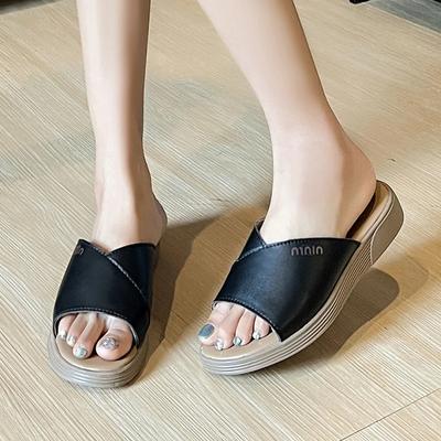 Черные летние тапочки на танкетке женские плоские роскошные уличные пляжные женские сандалии на платформе трендовый брендовый дизайн обувь удобный белый