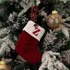 Haobei Red Knitted Christmas Stocking Ornament with Embroidered Lettering