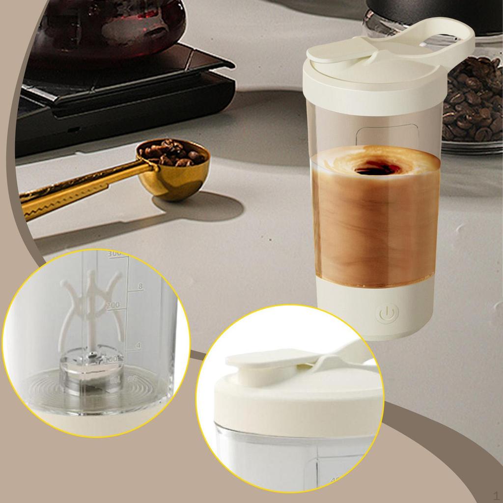 Electric Protein Shaker Bottle Mixing Cup with Lid for Shakes Markings Self Stirring Coffee