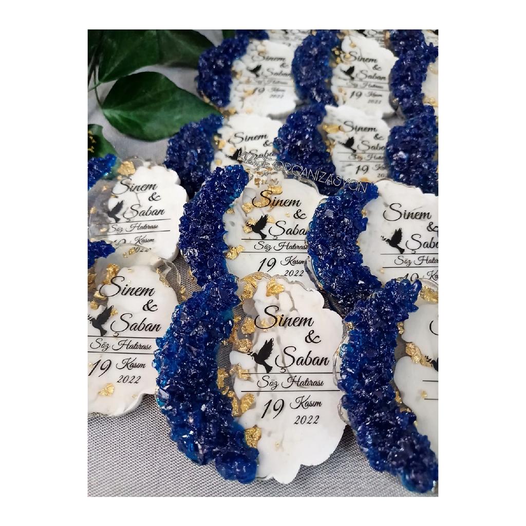 Свадебный подарок на помолвку, эпоксидный магнит с каменными краями (30 штук)