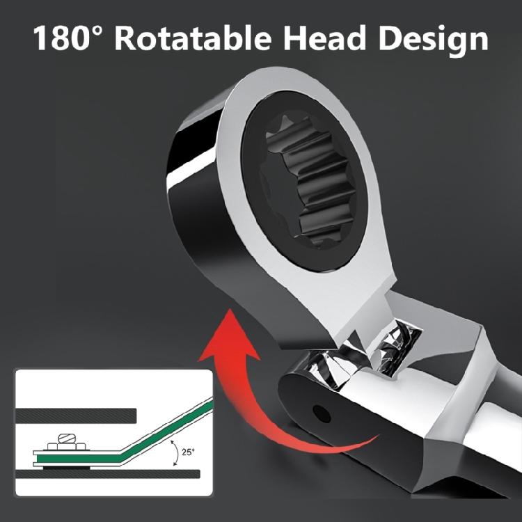 180 Degree Rotation Head Ratchets Spanner Double Head Design High Accurate Jaw Mirror Polish Alloy Steel Tool