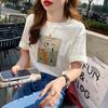 Футболка с рисунком, женская, с короткими рукавами, из чистого хлопка, весенняя, новая, свободная, корейского стиля, внутренняя многослойная рубашка, универсальная футболка