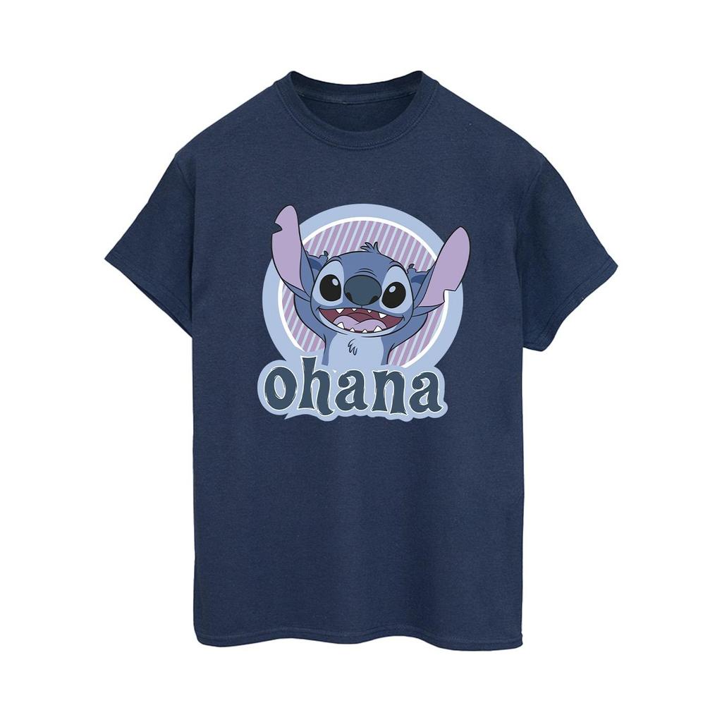 Disney Womens/Ladies Lilo And Stitch Ohana Circle Cotton Boyfriend T-Shirt