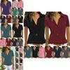 Women Neck V Short Sleeve Shirt Blouse Ladies Summer Tshirt Tops Tee Plus Size