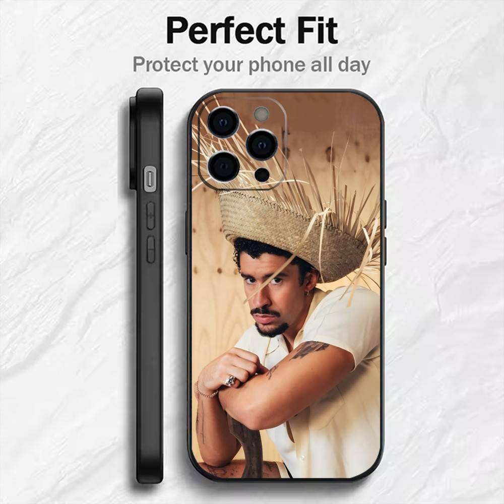 Singer Bad Bunny Benito Phone Case For iPhone17,16,15,14,13,12 Plus,Max Soft Silicone Black Cover