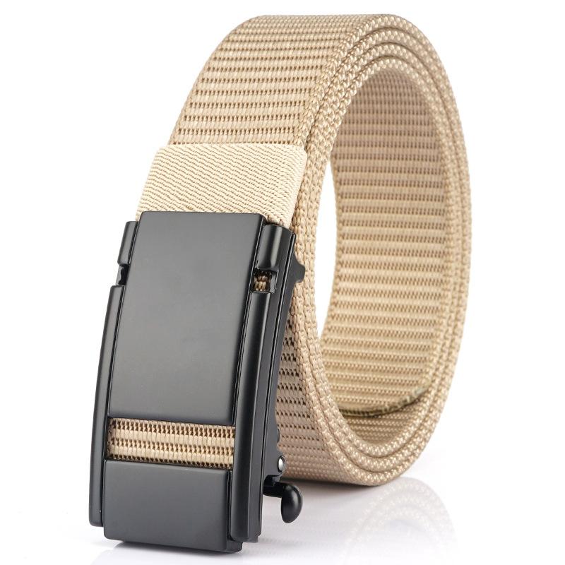 Новый мужской ремень для поездок на работу с автоматической пряжкой из нейлона, универсальный двухслойный толстый ремень для отдыха на природе