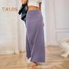 Elastic Women Maxi High Skirt Waist Aline Long Skirt Solid Color Design Casual Knitting Skirt Spring Autumn Daily Wear