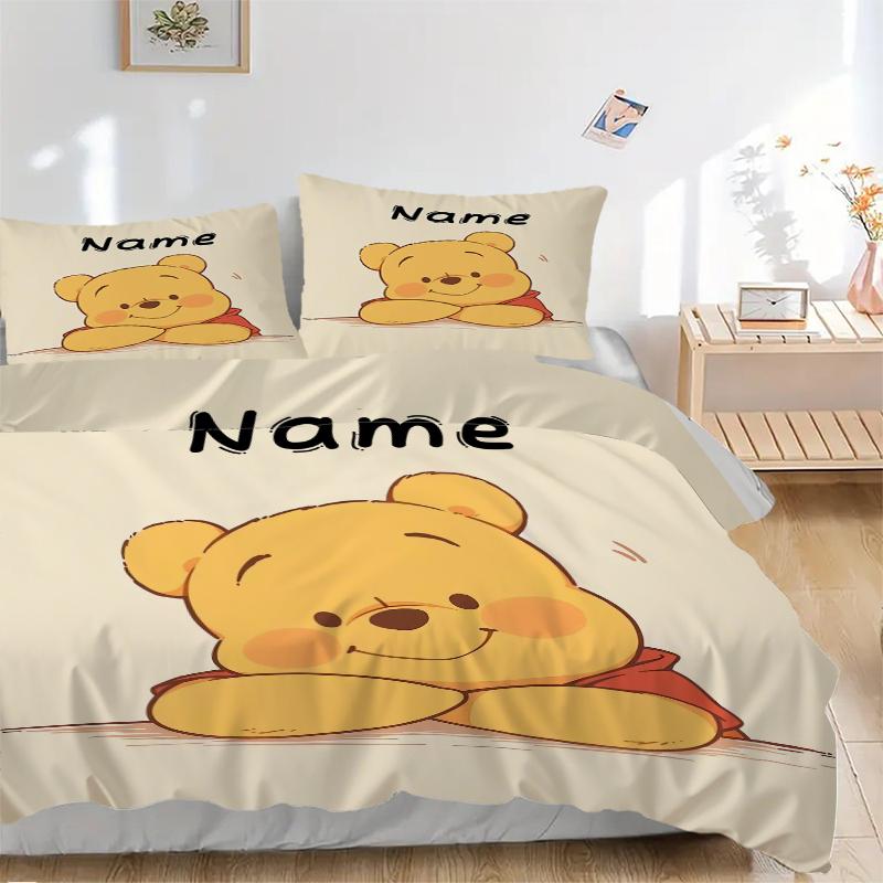 Custom Textile Winnie Pooh Bedding 3 Piece Set HD Print Duvet Cover Pillowcases for Teens Adult Bedroom Decoration
