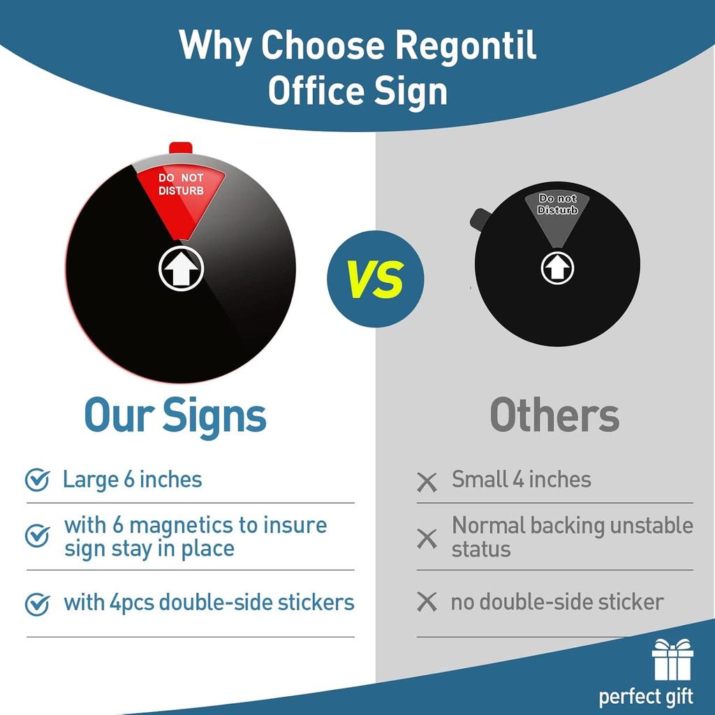 6 Options Office Door Signs - In A Meeting, Out Of Office, Do Not Disturb, Working Remotely, Back Soon, Come In Welcome Sign, Rotating Offices Status