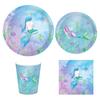 Mermaid Theme Birthday Supplies Disposable Tableware Paper Plates Cup Banner Balloons Wedding Girls Baby Shower Party Decoration