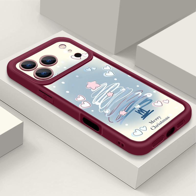 Ударопрочный мягкий силиконовый чехол из ТПУ Funda для iPhone 17 Air 16e 16 15 14 Pro Max 13 17 Pro Max 17 Pro 17 Air Синий чехол с рисунком рождественской елки