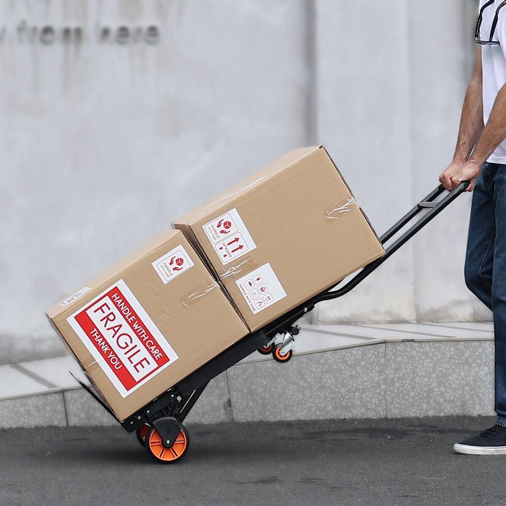 Aluminum Hand Truck, 2 in 1, 300 lbs Load Capacity, Heavy Duty Industrial Convertible Folding Hand Truck and Dolly, Utility Cart Converts from Hand