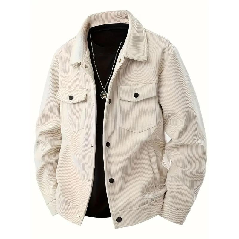 Corduroy Single-breasted Casual Sports Trend Pocket Jacket Men's Lapel Long-sleeved Shirt