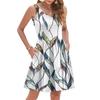 Women's Summer Fashion Casual V-neck Pleated Patchwork Vintage Floral Print Sleeveless Pocket Vest Dress