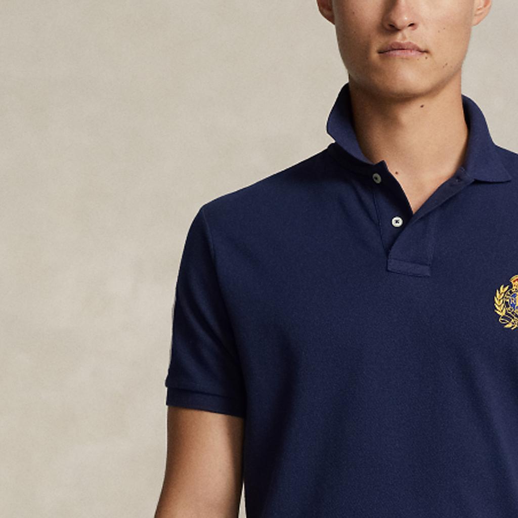 Polo Ralph Lauren SS24 Three Pony Logo Embroidered Slim Fit Polo Shirt Short Sleeve Polo Shirt Men tops Dark-Blue MNPOKNI1N822700-410
