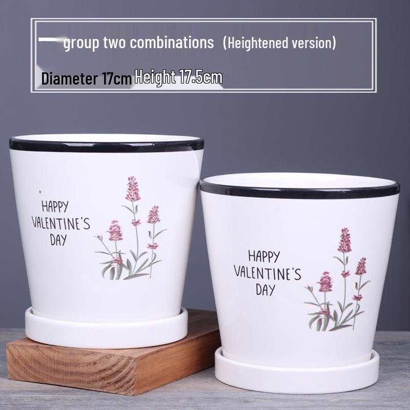 2025 Большой керамический цветочный горшок с поддоном для балкона и гостиной - Орхидея и Суккуленты в стиле альбома