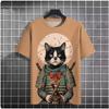 Fashion Print Cat Pattern T-Shirt Men's Casual Comfortable Short Sleeve Top Animal Cat Print