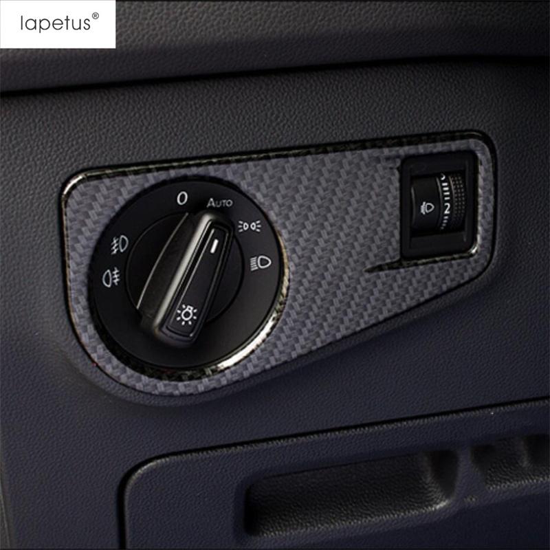 Car Head Light Lamp Switch Control Panel Decoration Cover Trim For Volkswagen VW Tiguan MK2 2016 - Carbon Fiber Accessories