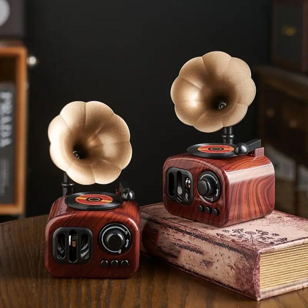 Wood Color Gramophone Music Box Plastic Photography Props  For Home and Office Decor