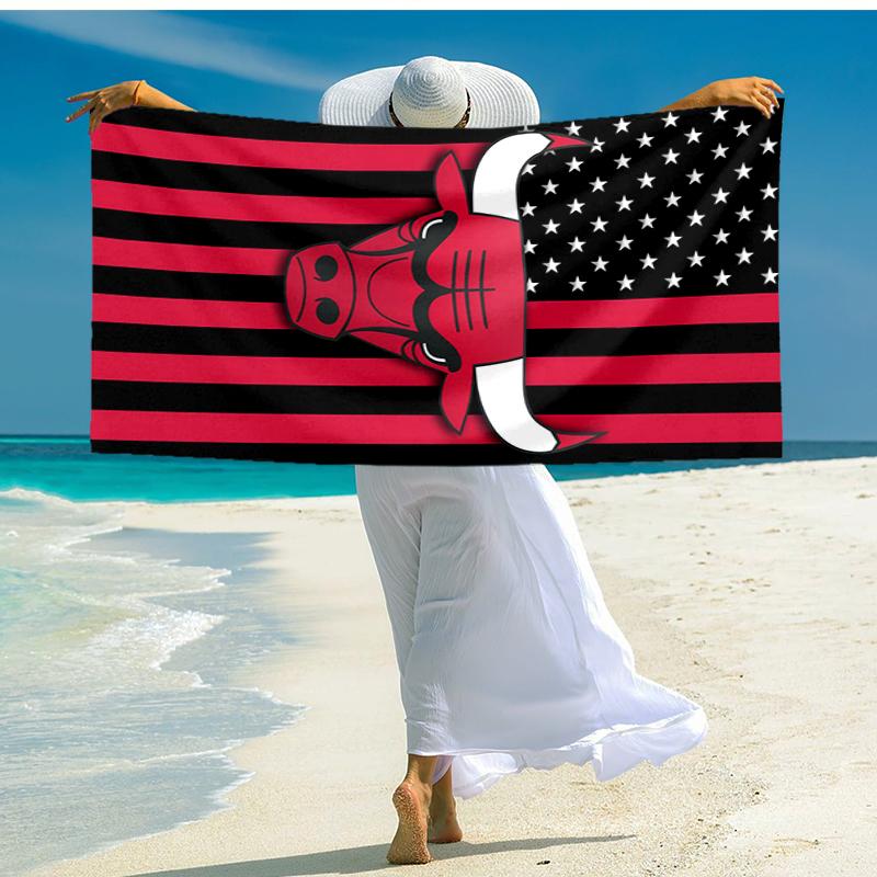 1pc Chicago Bulls Beach Towel, Comfortable and Thick, and Swimming/Bath/Picnic/Camping Towel, Suitable for Seaside Beaches