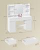 VASAGLE Kailyn Collection RDT142WB02 Dressing Table with Mirror and LED Lights, Power Strip, 2 Cabinets, 9 Dimmable Bulbs, 3 Light Colours
