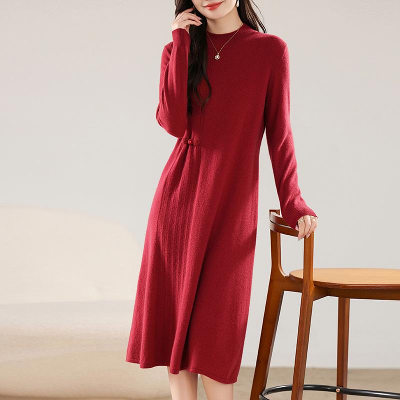 Women's Cashmere Dress Qinghe Cashmere 30% Cashmere 70% Wool Autumn and Winter Cashmere Skirt Soft and Warm