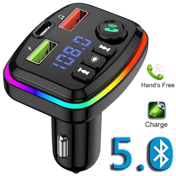 Bluetooth 5,0 FM-передатчик Атмосфера Свет Автомобильный MP3-плеер U-диск Музыкальный плеер Dual USB Автомобильный PD Быстрое зарядное устройство Громкая связь Приемник вызовов