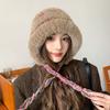 Плюшевая теплая шапка-ушанка женская осенне-зимняя, большой обхват головы, милая, холодостойкая, универсальная вязаная шапка, подчеркивающая лицо, маленькая Майяр