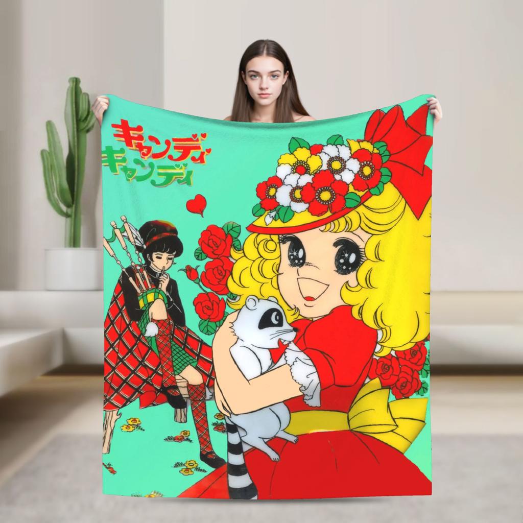Candy Candy Anime Cartoon Fuzzy Blanket  Awesome Throw Blankets for Home 150*125cm Bedspread