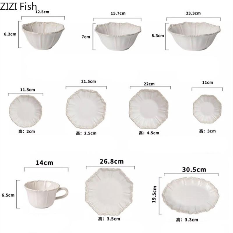 Винтажная керамическая тарелка для обеда, послеобеденный чай, димсам, десертная тарелка, ресторанные блюда, семейная вечеринка, стейк, тарелка, столовые приборы